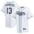 MATTH TB.Rays #13 Junior Caminero Player White Home Game Stitched Jerseys