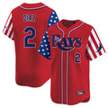 MATTH TB.Rays #2 Yandy Diaz Player Red 2025 Independence Day Vapor Premier Limited Stitched Jerseys