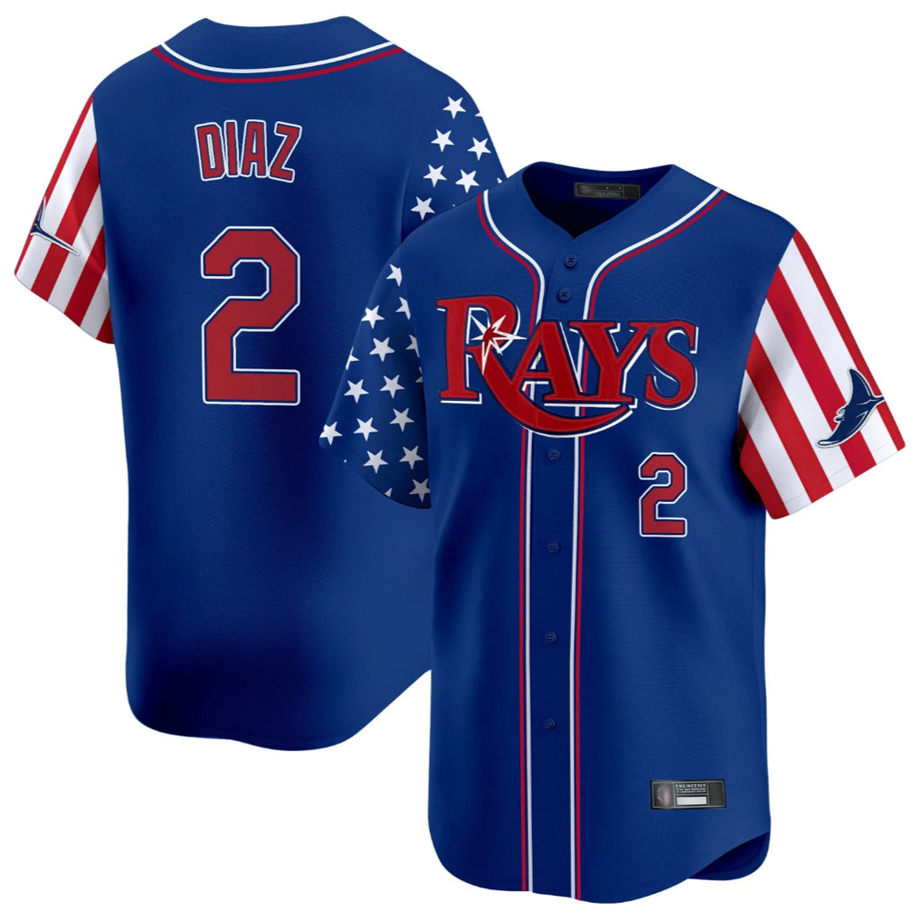 MATTH TB.Rays #2 Yandy Diaz Player Royal 2025 Independence Day Vapor Premier Limited Stitched Jerseys
