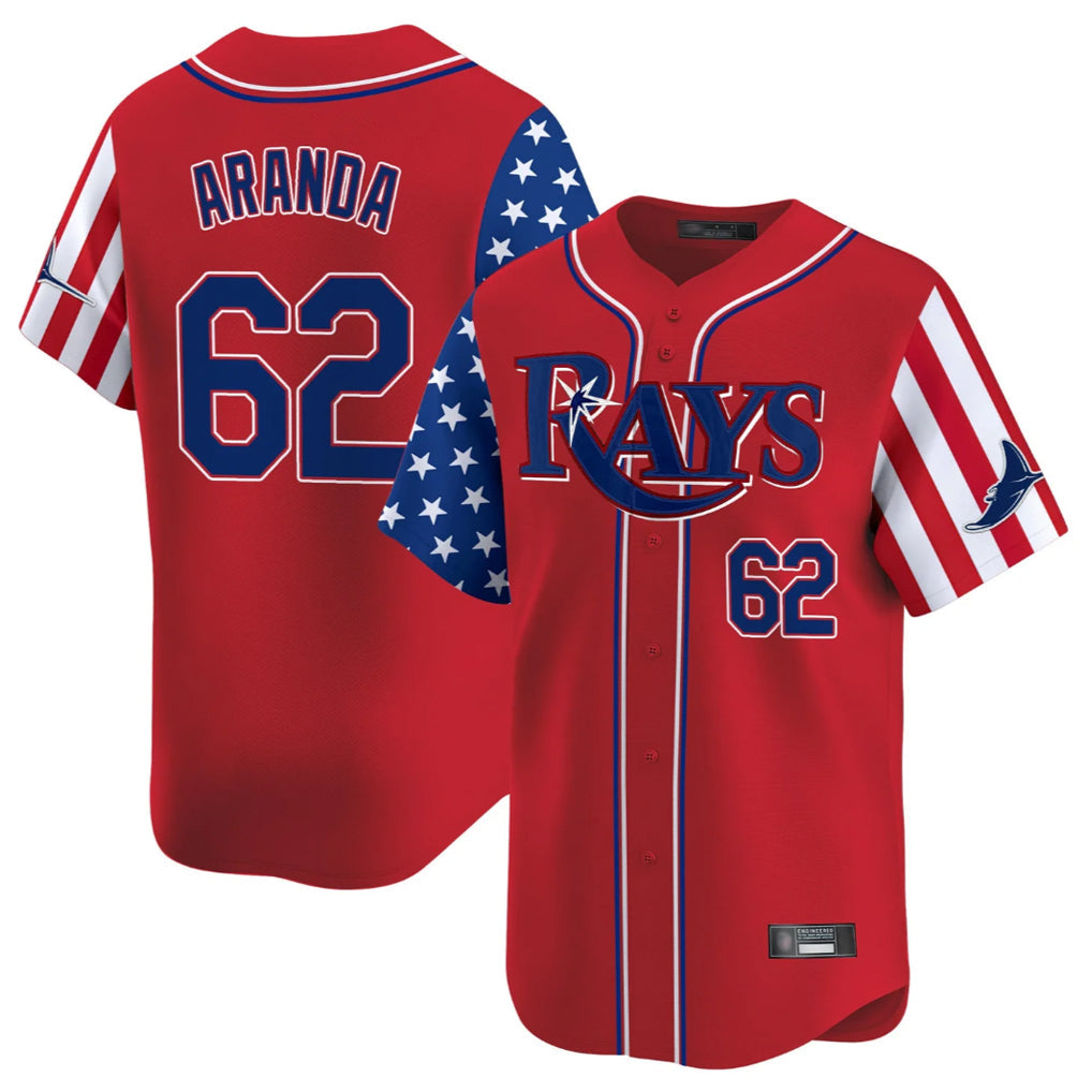 MATTH TB.Rays #62 Jonathan Aranda Player Red 2025 Independence Day Vapor Premier Limited Stitched Jerseys