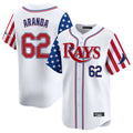 MATTH TB.Rays #62 Jonathan Aranda Player White 2025 Independence Day Vapor Premier Limited Stitched Jerseys