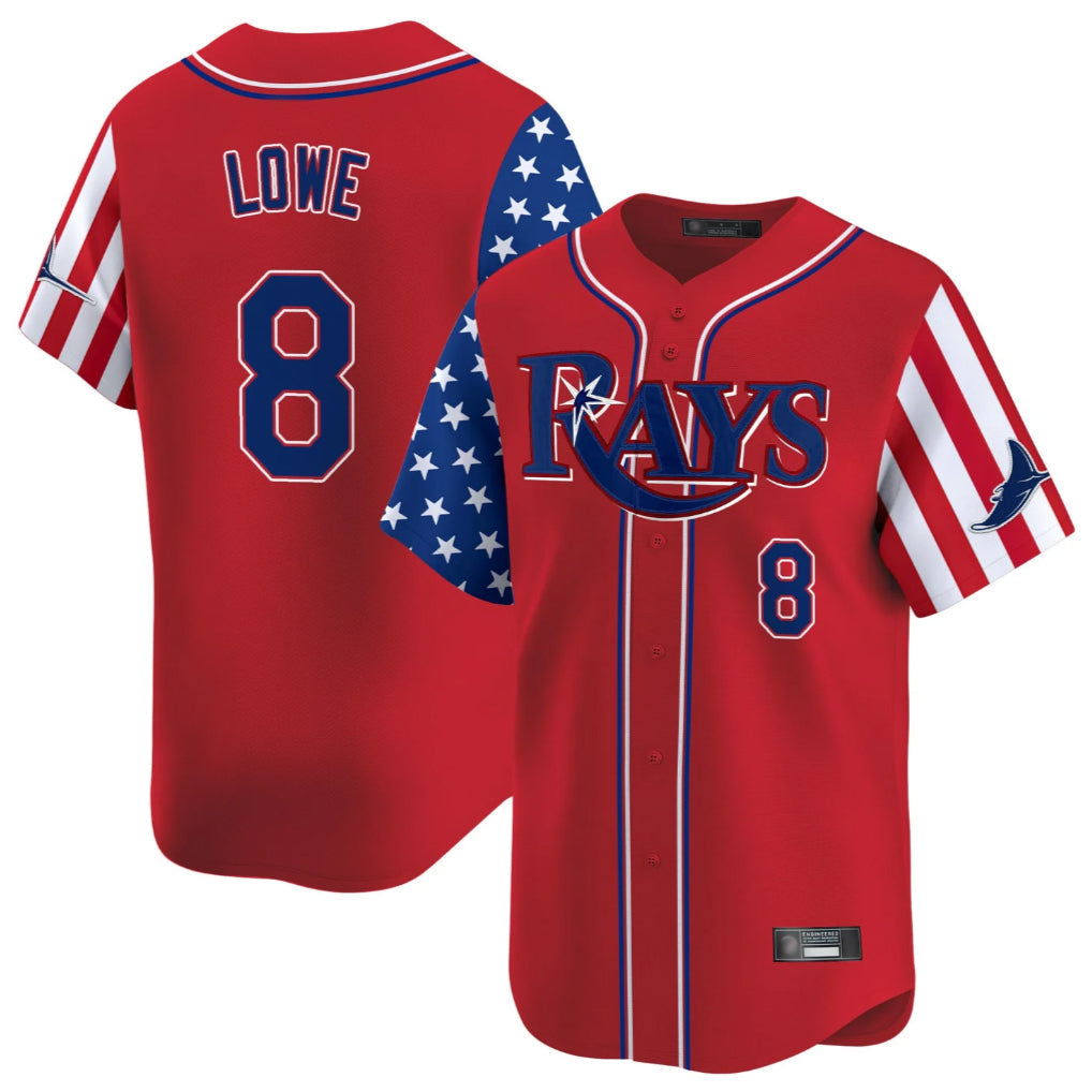 MATTH TB.Rays #8 Brandon Lowe Player Red 2025 Independence Day Vapor Premier Limited Stitched Jerseys