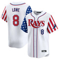 MATTH TB.Rays TB.Rays #8 Brandon Lowe Player White 2025 Independence Day Vapor Premier Limited Stitched Jerseys