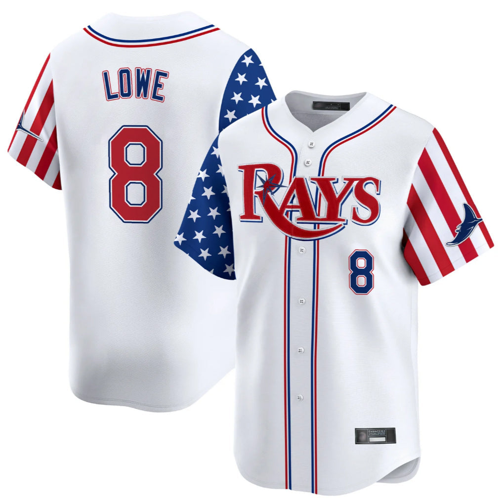 MATTH TB.Rays TB.Rays #8 Brandon Lowe Player White 2025 Independence Day Vapor Premier Limited Stitched Jerseys