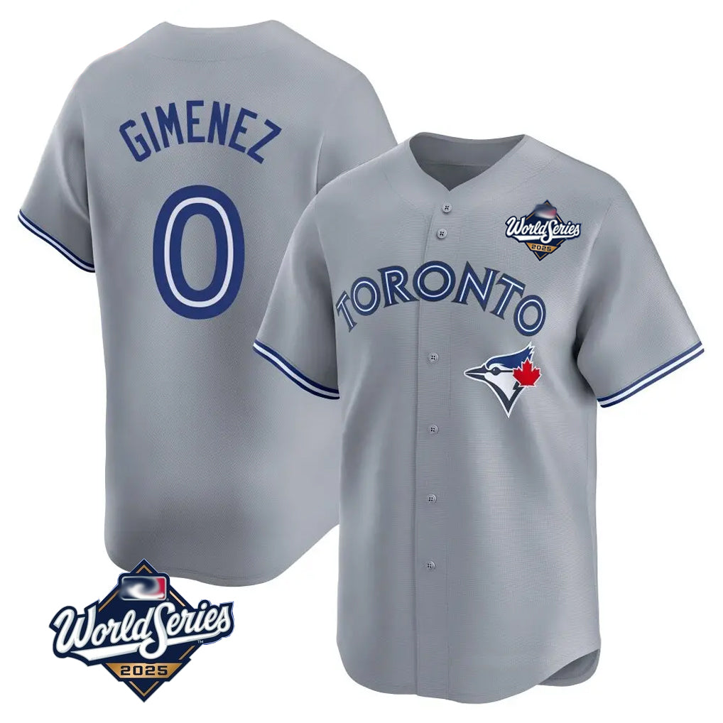 MATTH T.Blue Jays #0 Andres Gimenez Player Gray 2025 World Series Game Stitched Jerseys