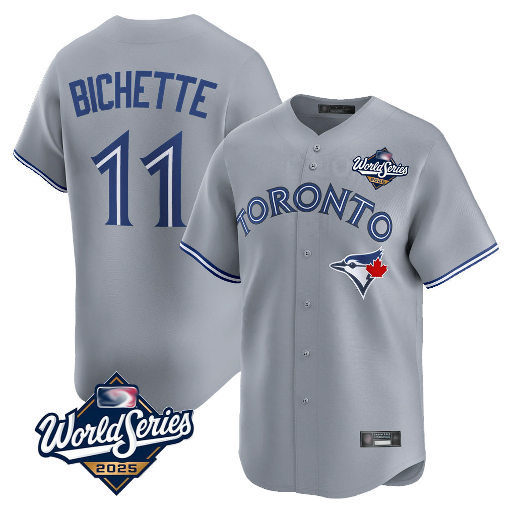 MATTH T.Blue Jays #11 Bo Bichette Player Gray 2025 World Series Limited Home Stitched Jerseys
