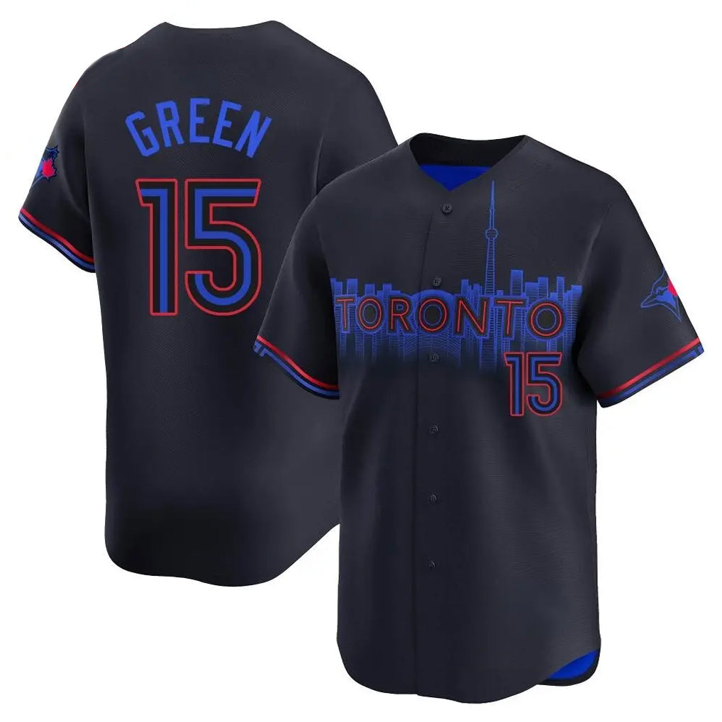 MATTH T.Blue Jays #15 Chad Green Player Black&Blue City Connect Limited Stitched Jerseys