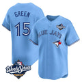 MATTH T.Blue Jays #15 Chad Green Player Blue 2025 World Series Game Stitched Jerseys