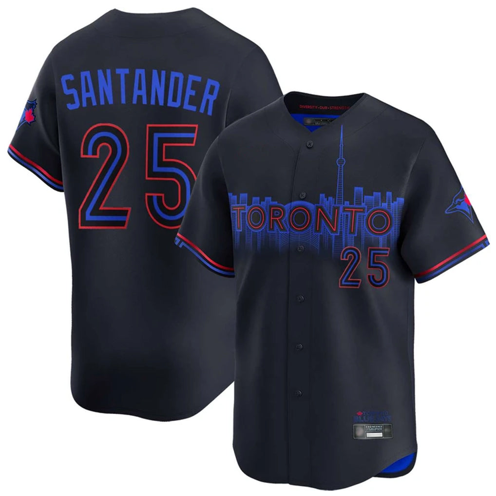 MATTH T.Blue Jays #25 Anthony Santander Player Black&Blue City Connect Limited Stitched Jerseys