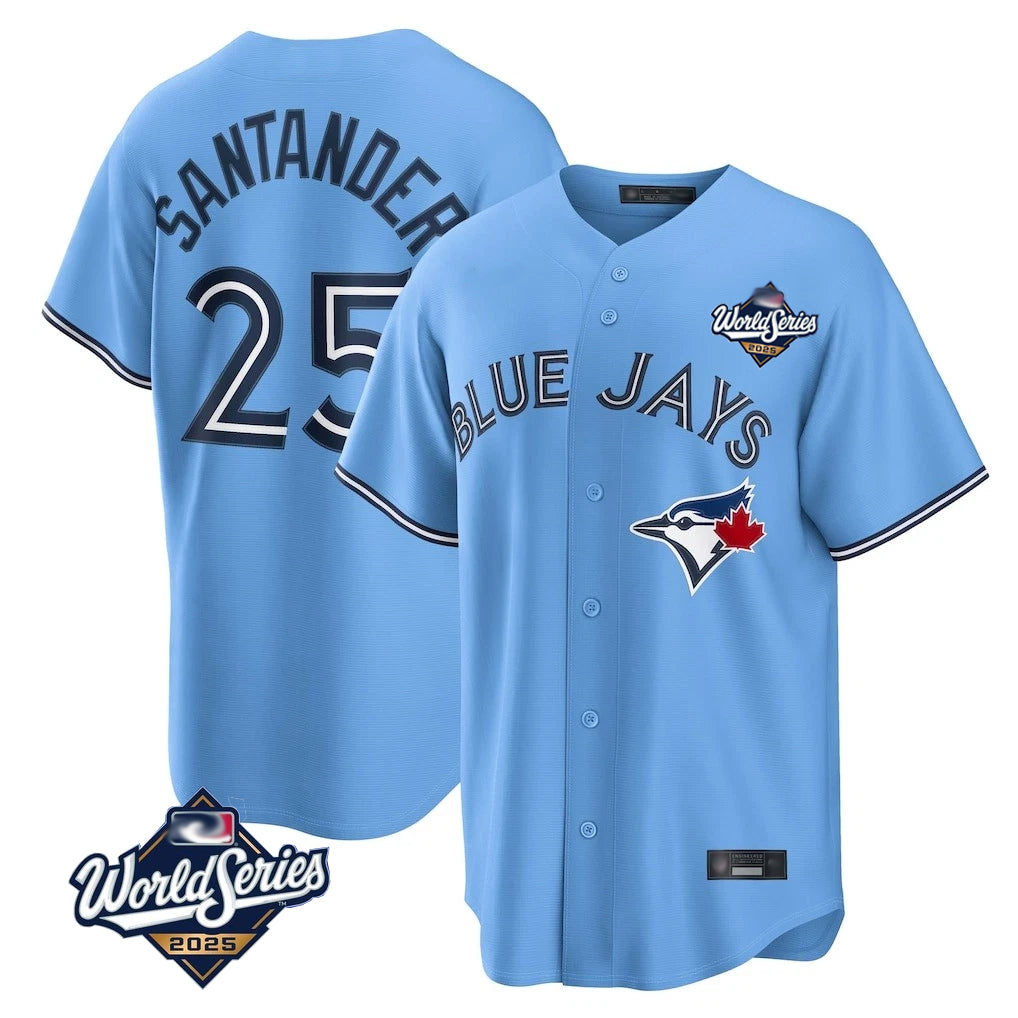MATTH T.Blue Jays #25 Anthony Santander Player Blue 2025 World Series Home Limited Stitched Jerseys