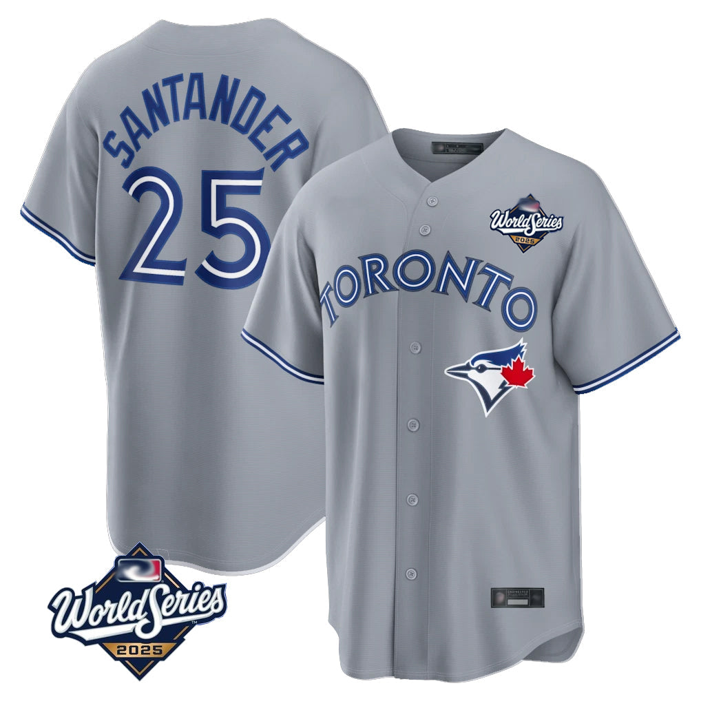 MATTH T.Blue Jays #25 Anthony Santander Player Gray 2025 World Series Home Limited Stitched Jerseys
