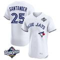 MATTH T.Blue Jays #25 Anthony Santander Player White 2025 World Series Elite Limited Home Stitched Jerseys