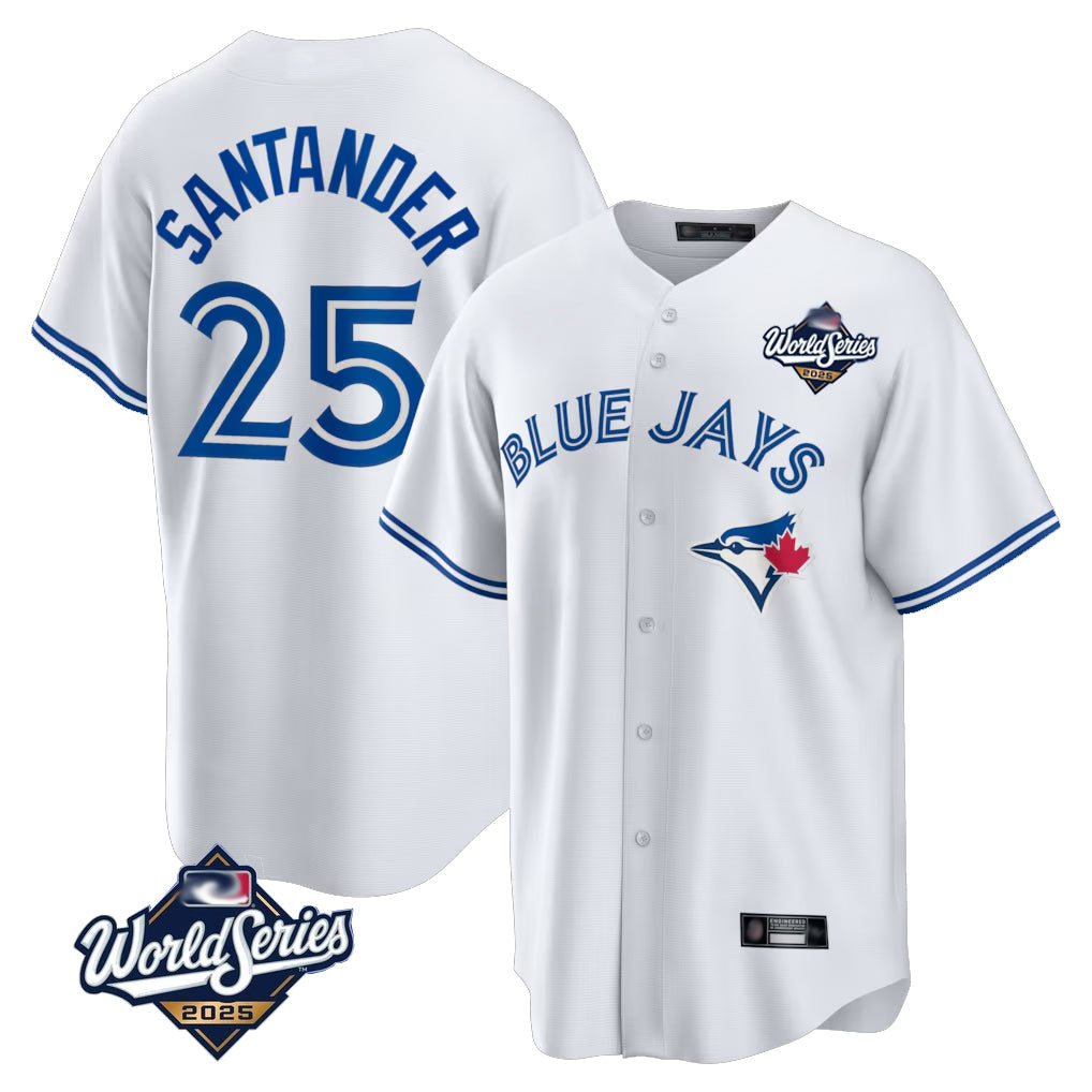 MATTH T.Blue Jays #25 Anthony Santander Player White 2025 World Series Game Stitched Jerseys