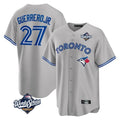 MATTH T.Blue Jays #27 Vladimir Guerrero Jr Player Gray 2025 World Series Stitched Jersey
