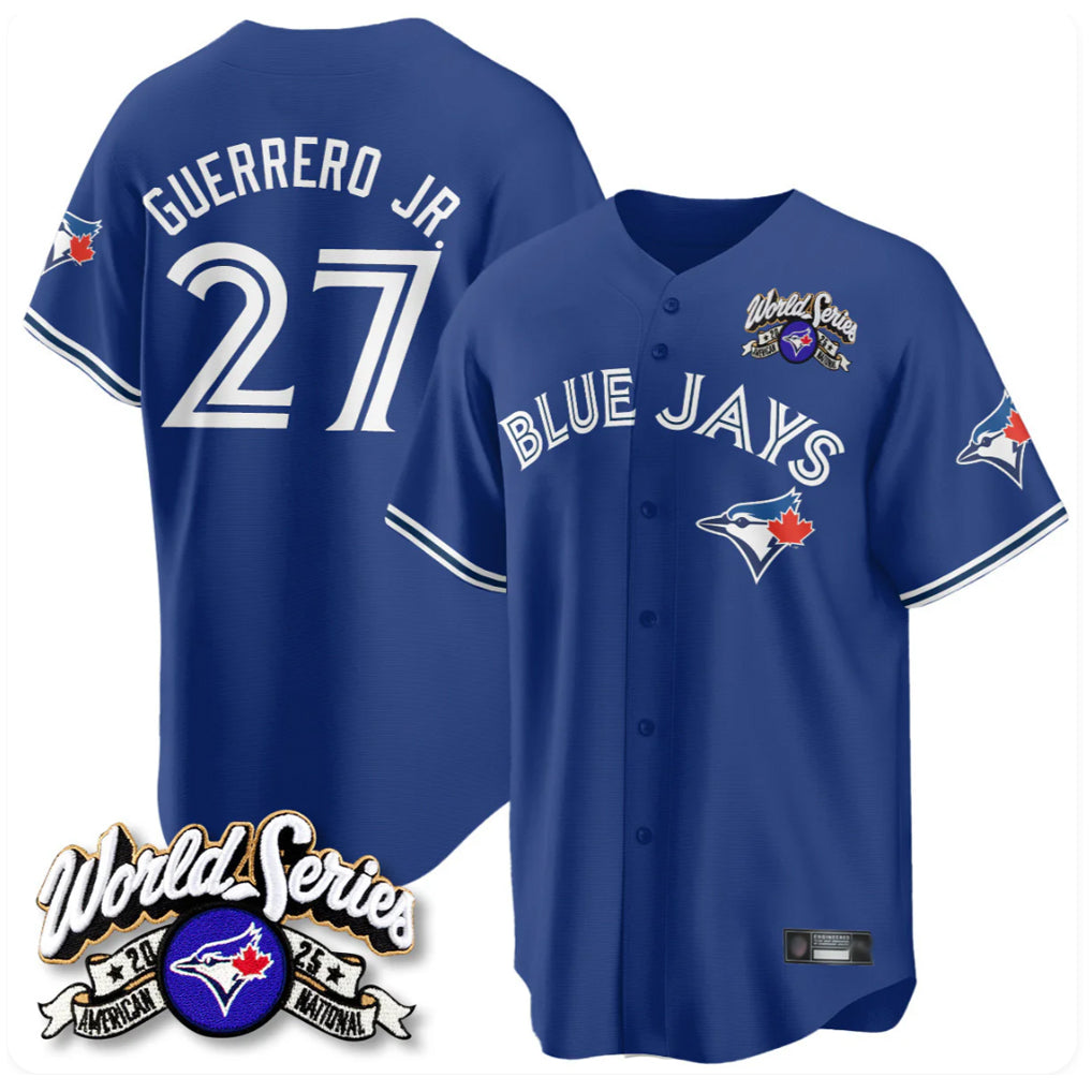MATTH T.Blue Jays #27 Vladimir Guerrero Jr Player Navy 2025 American League All Stitched Jerseys