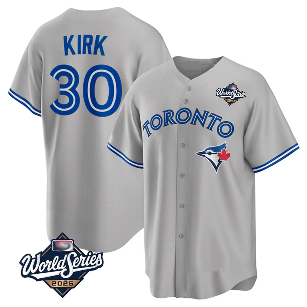 MATTH T.Blue Jays #30 Alejandro Kirk Player Gray 2025 World Series Limited Stitched Jerseys