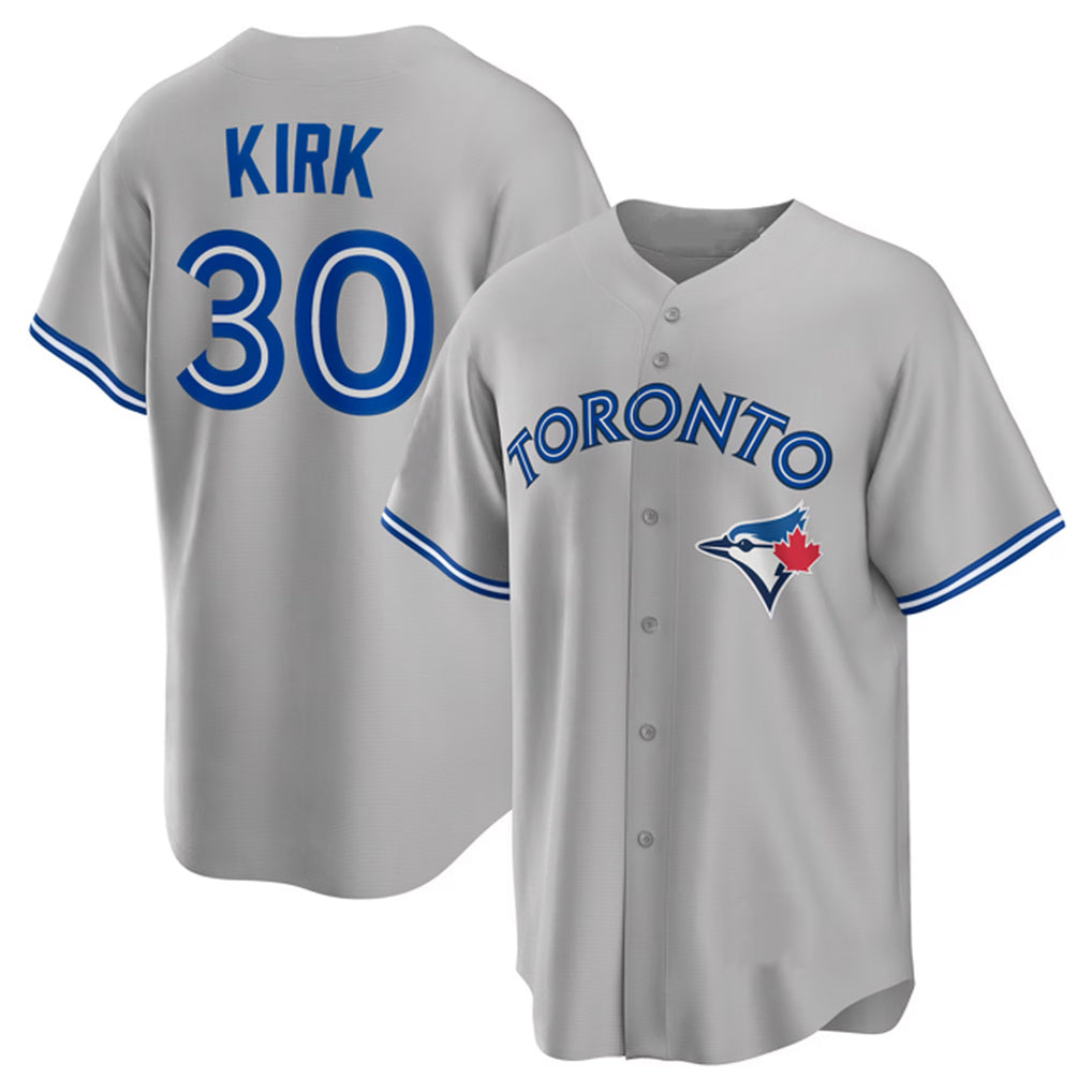 MATTH T.Blue Jays #30 Alejandro Kirk Player Gray Home Game Stitched Jerseys