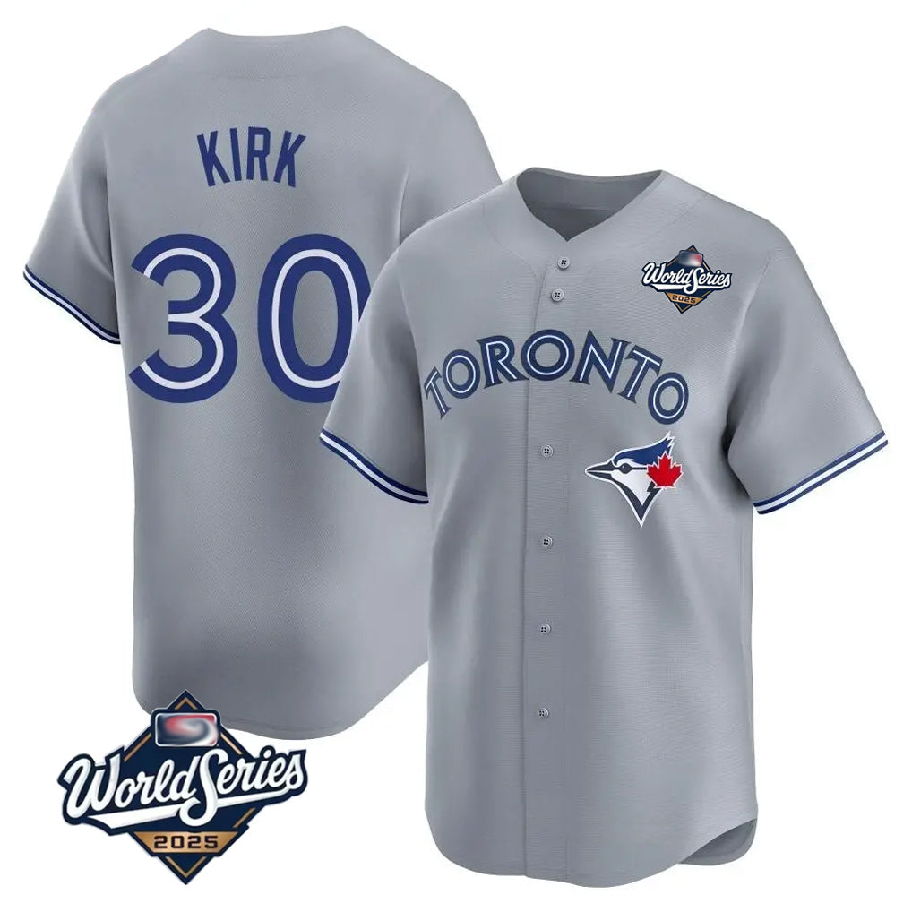 MATTH T.Blue Jays #30 Alejandro Kirk Player Gray&Blue 2025 World Series Limited Stitched Jerseys