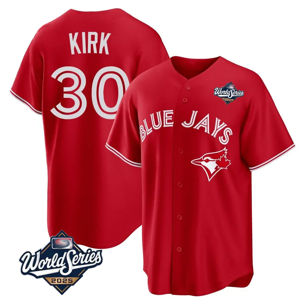 MATTH T.Blue Jays #30 Alejandro Kirk Player Red 2025 World Series Home Limited Stitched Jerseys