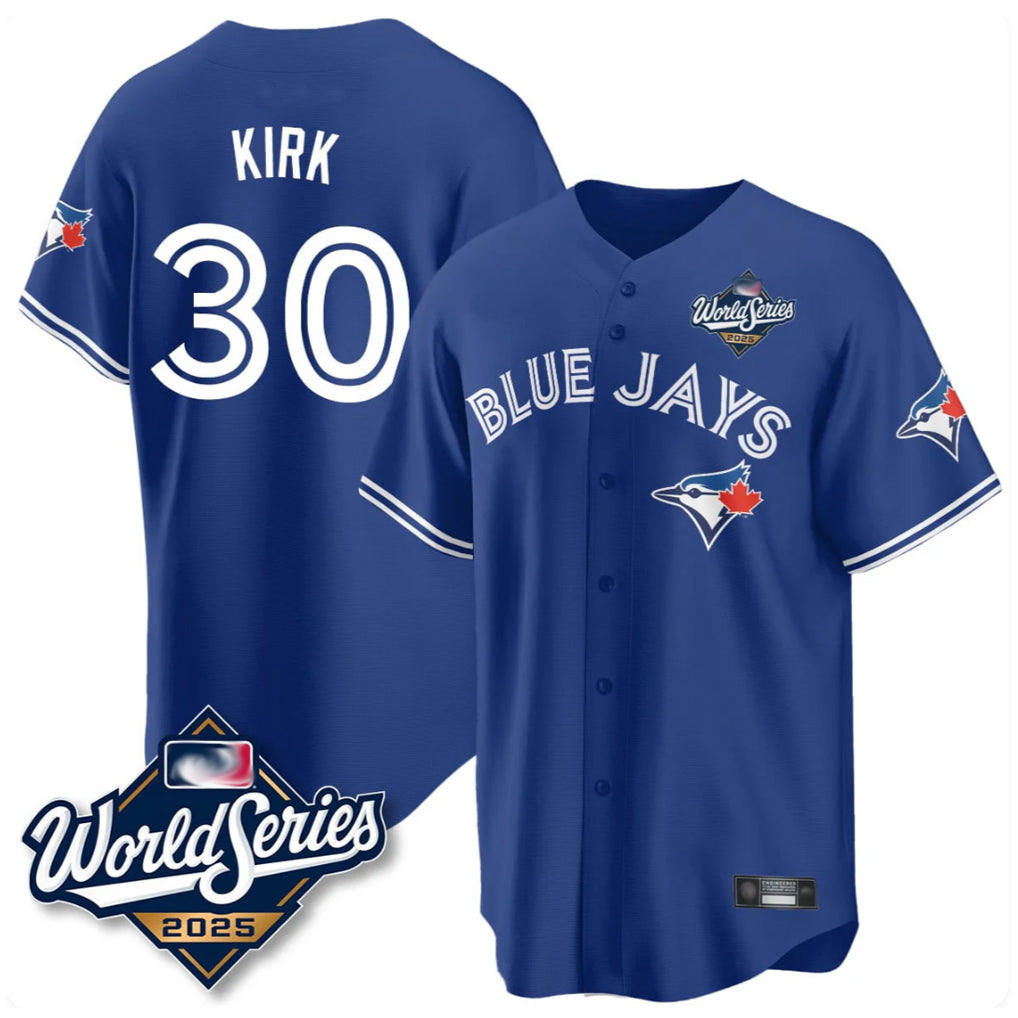 MATTH T.Blue Jays #30 Alejandro Kirk Player Royal 2025 World Series Limited Stitched Jerseys