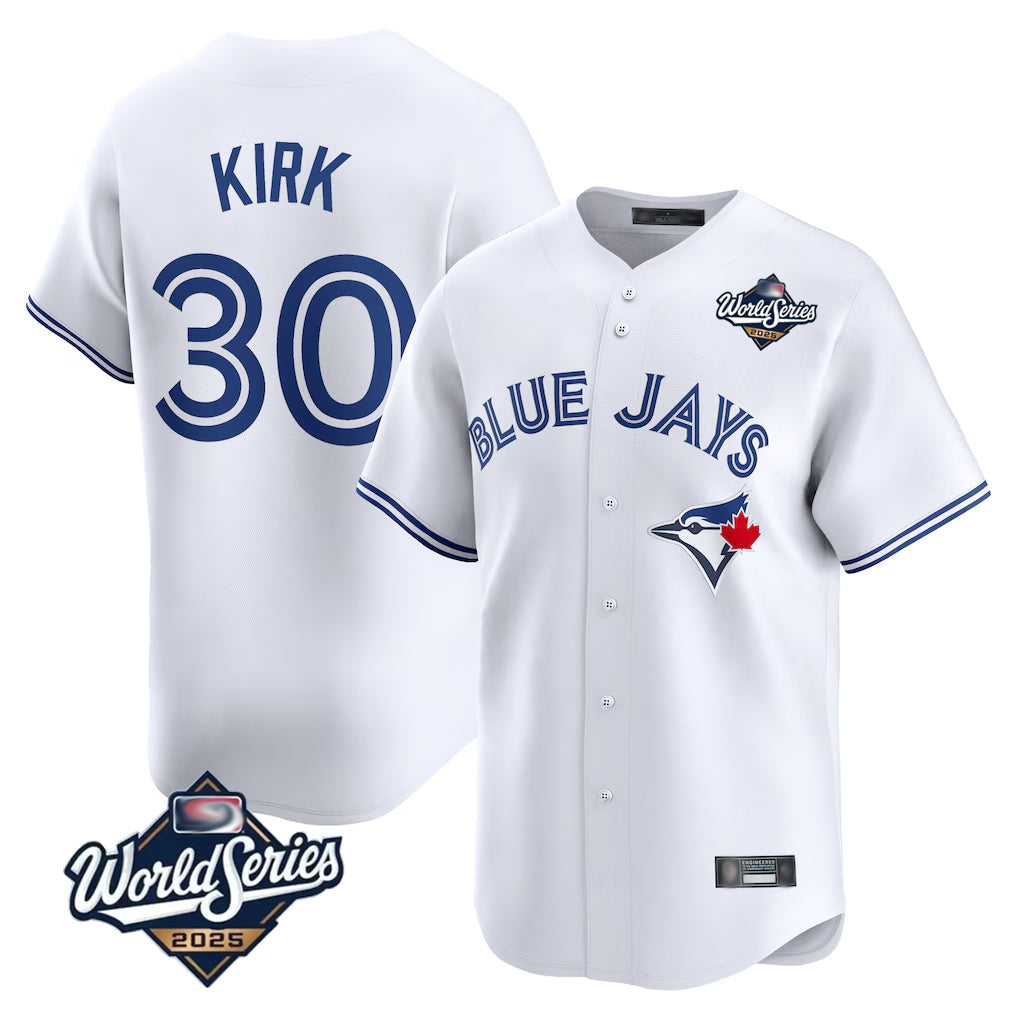 MATTH T.Blue Jays #30 Alejandro Kirk Player White 2025 World Series Home Limited Stitched Jerseys