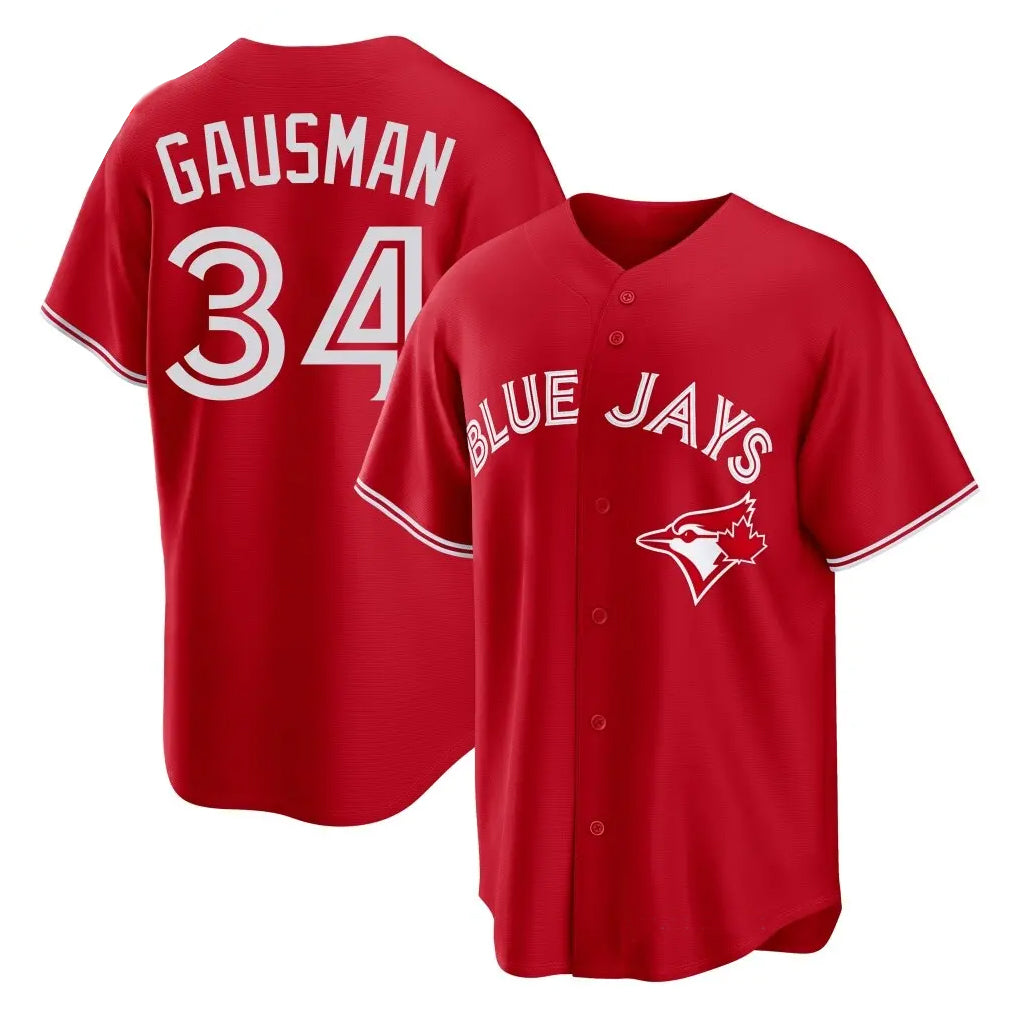 MATTH T.Blue Jays #34 Kevin Gausman Player Red Home Limited Stitched Jerseys