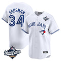 MATTH T.Blue Jays #34 Kevin Gausman Player White 2025 World Series Home Limited Stitched Jerseys