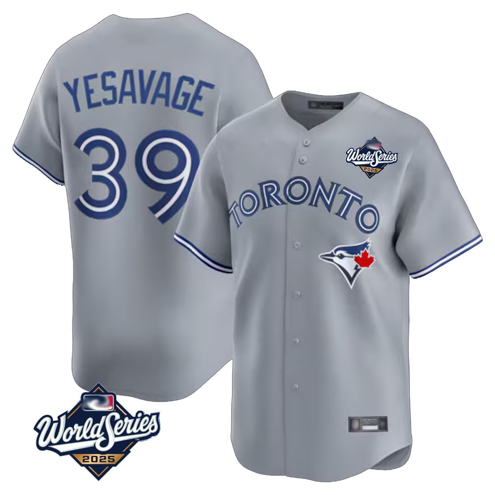 MATTH T.Blue Jays #39 Trey Yesavage Player Gray 2025 American League Limited All Stitched Jerseys