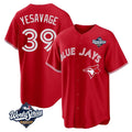 MATTH T.Blue Jays #39 Trey Yesavage Player Red 2025 World Series Game All Stitched Jerseys