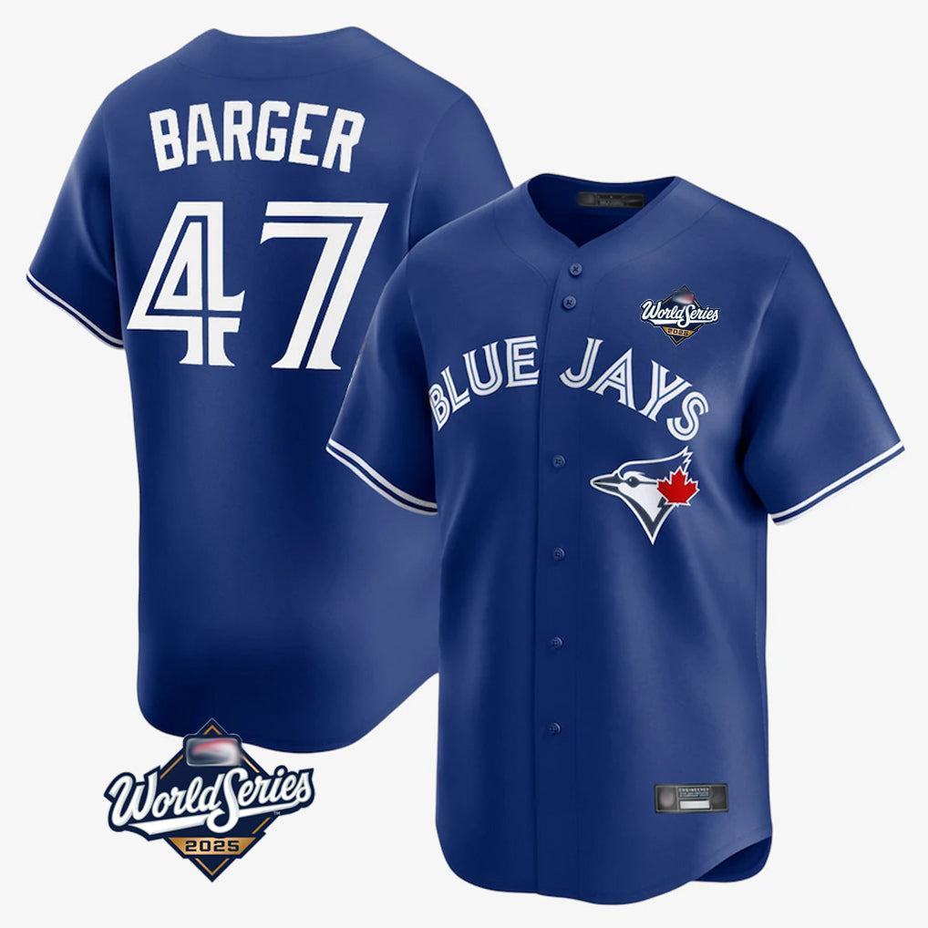 MATTH T.Blue Jays #47 Addison Barger Player Navy 2025 World Series Limited Stitched Jerseys