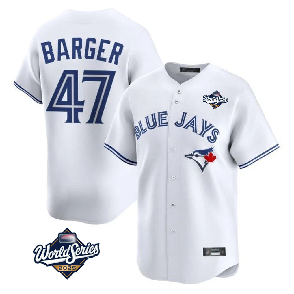 MATTH T.Blue Jays #47 Addison Barger Player White 2025 World Series Limited Stitched Jerseys
