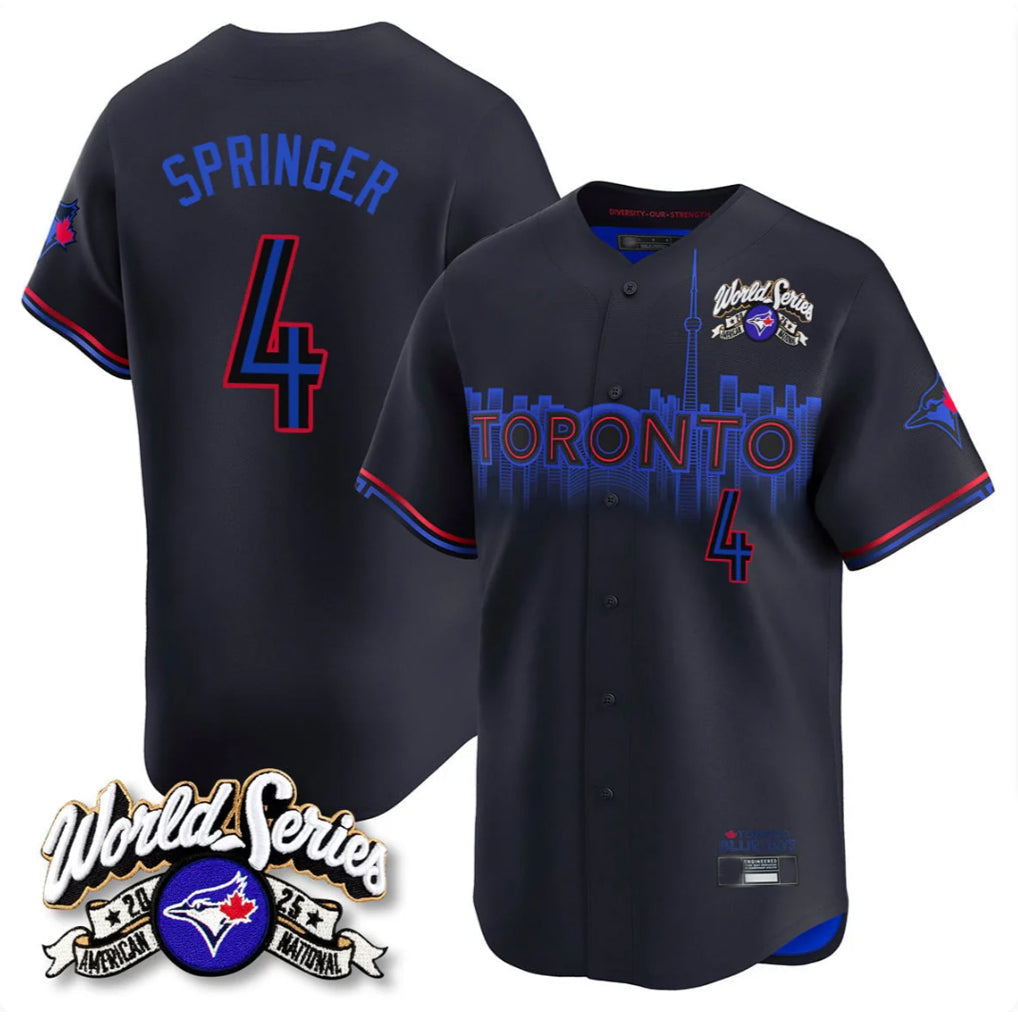 MATTH T.Blue Jays #4 George Springer Player Black 2025 American League City Connect Limited Stitched Jerseys
