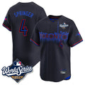 MATTH T.Blue Jays #4 George Springer Player Black 2025 World Series City Connect Stitched Jerseys