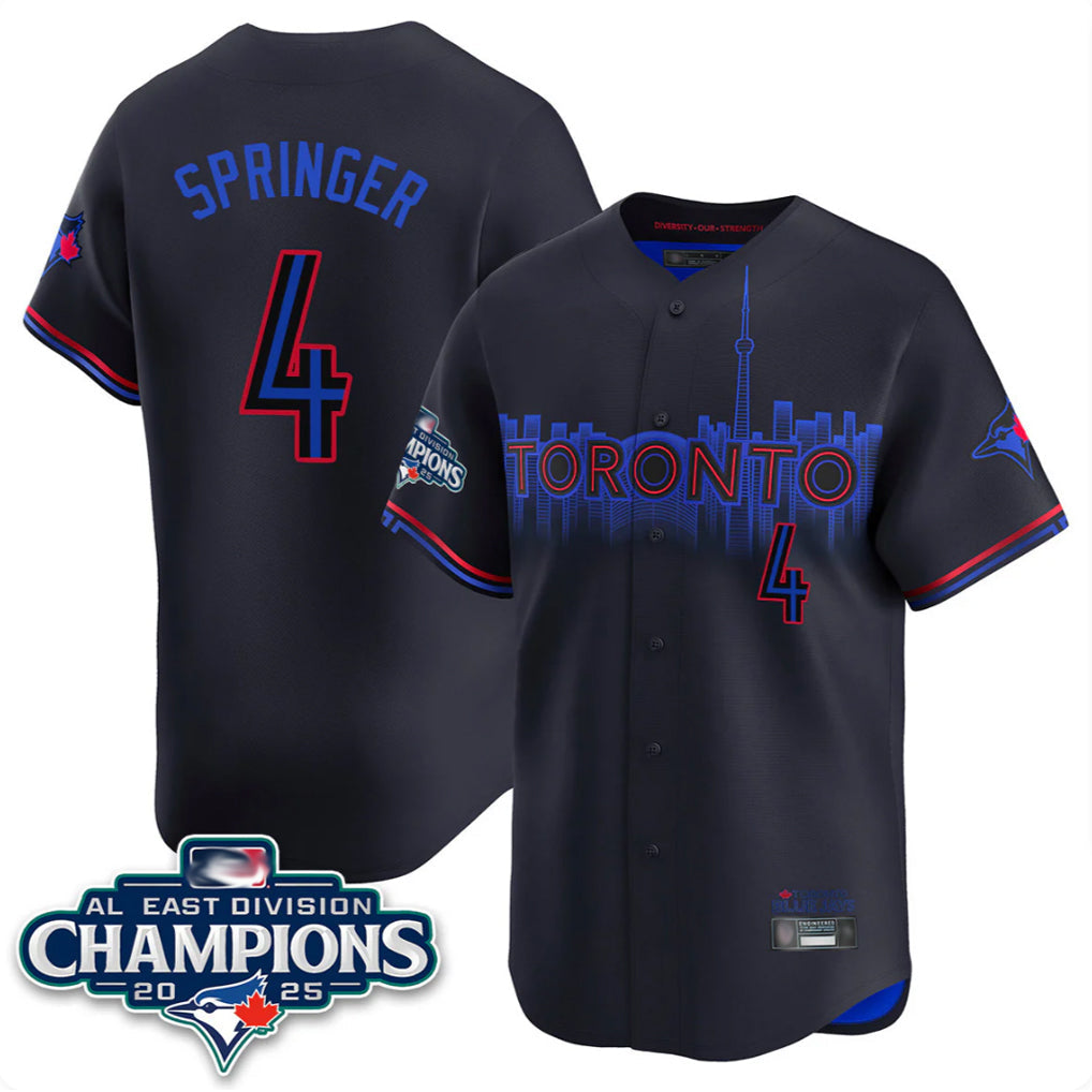 MATTH T.Blue Jays #4 George Springer Player Black AL East Division City Connect Limited Stitched Jerseys