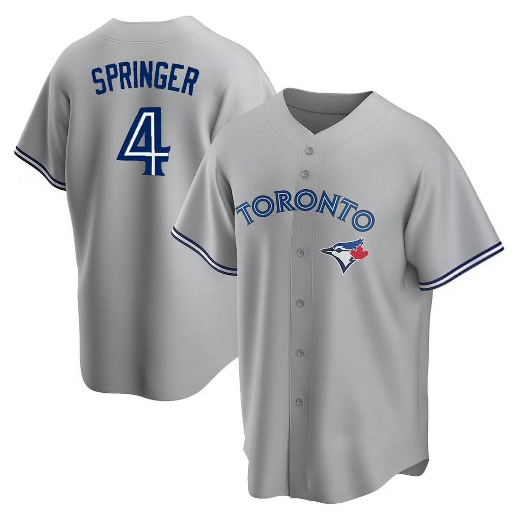 MATTH T.Blue Jays #4 George Springer Player Gray Home Game Stitched Jerseys