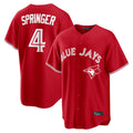 MATTH T.Blue Jays #4 George Springer Player Red Home Game Stitched Jerseys