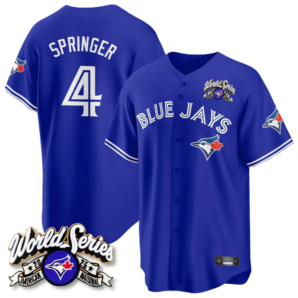 MATTH T.Blue Jays #4 George Springer Player Royal 2025 American League All Stitched Jersey