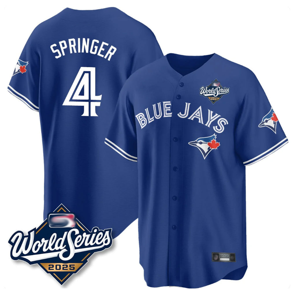 MATTH T.Blue Jays #4 George Springer Player Royal 2025 American League Game All Stitched Jersey