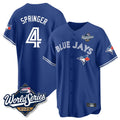 MATTH T.Blue Jays #4 George Springer Player Royal 2025 American League Game All Stitched Jersey