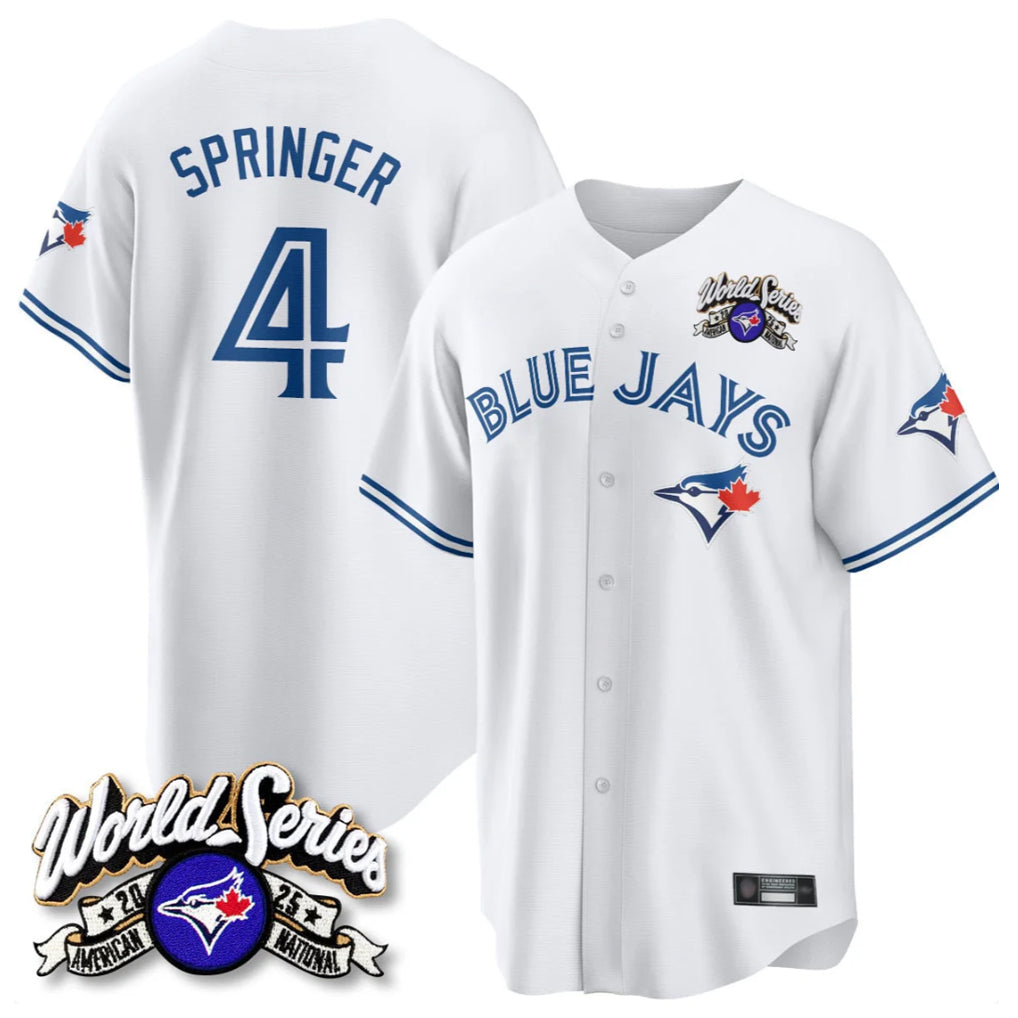 MATTH T.Blue Jays #4 George Springer Player White 2025 American League All Stitched Jersey