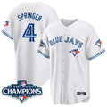 MATTH T.Blue Jays #4 George Springer Player White 2025 World Series Stitched Jerseys