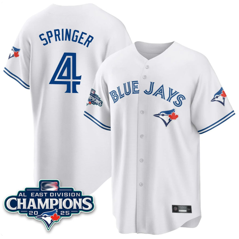 MATTH T.Blue Jays #4 George Springer Player White 2025 World Series Stitched Jerseys
