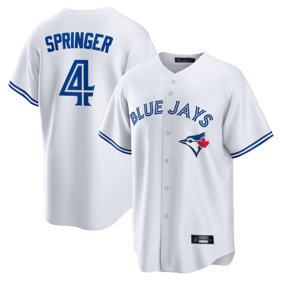 MATTH T.Blue Jays #4 George Springer Player White Home Game Stitched Jerseys