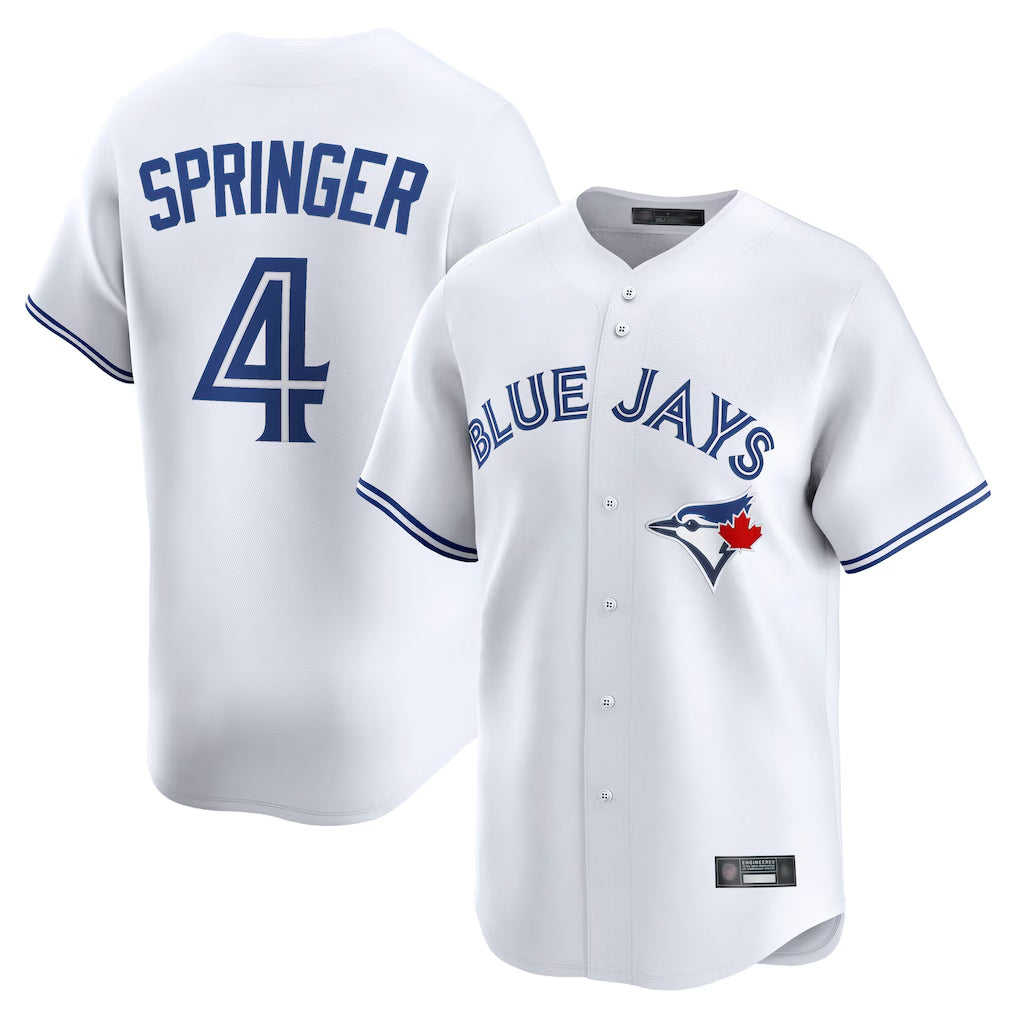 MATTH T.Blue Jays #4 George Springer Player White Home Limited Stitched Jerseys