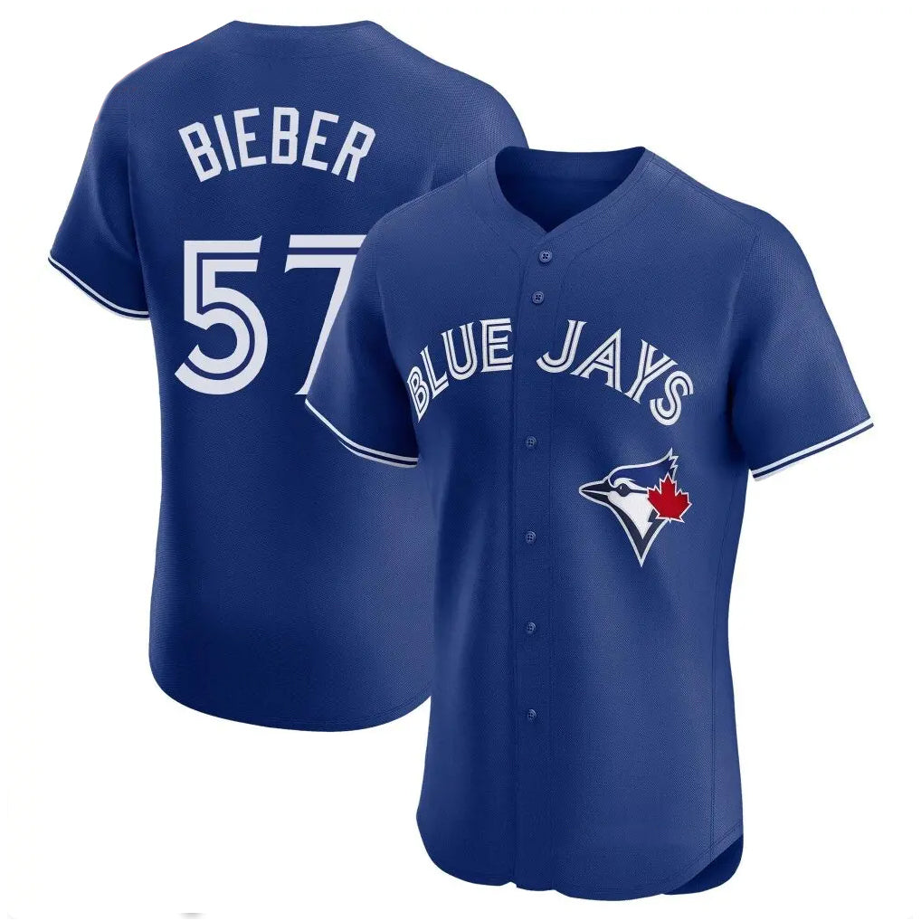 MATTH T.Blue Jays #57 Shane Bieber Player Royal Elite Home Limited Stitched Jerseys