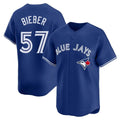 MATTH T.Blue Jays #57 Shane Bieber Player Royal Home Stitched Jerseys