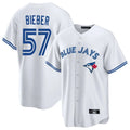 MATTH T.Blue Jays #57 Shane Bieber Player White Game Stitched Jerseys