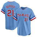 MATTH T.Rangers #21 Jake Burger Player Light Blue Cooperstown Collection Limited Stitched Jerseys