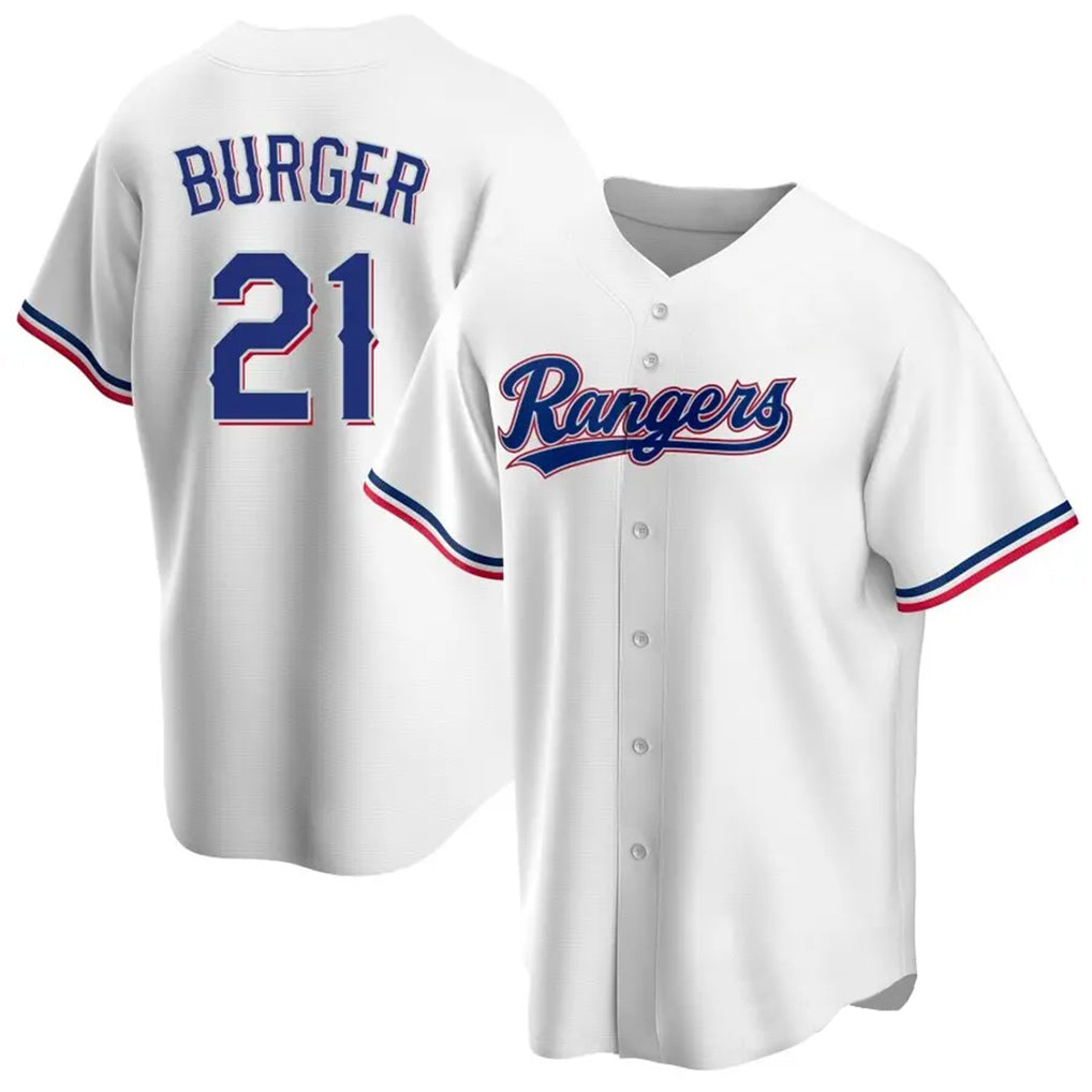 MATTH T.Rangers #21 Jake Burger Player White Home Game Stitched Jerseys