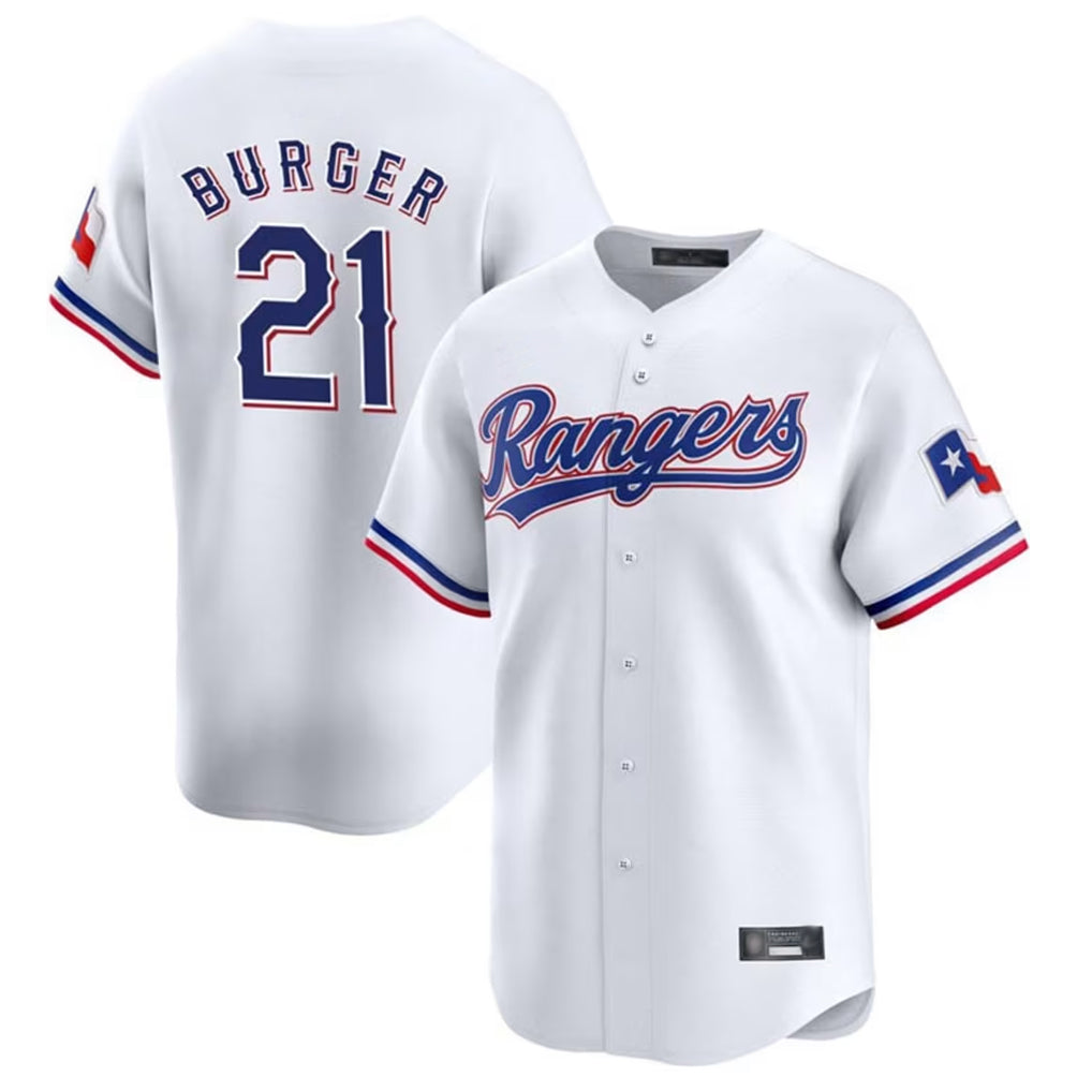 MATTH T.Rangers #21 Jake Burger Player White&Blue Home Limited Stitched Jerseys